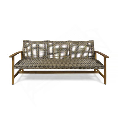 HAMPTON WOOD + WICKER 3 SEATER