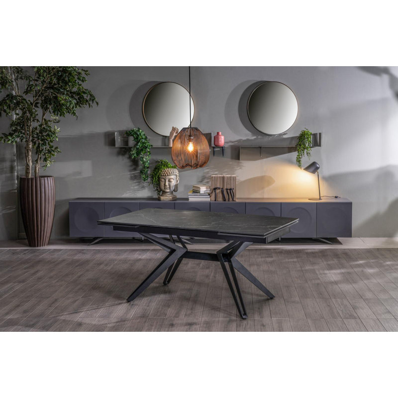 Damarco Extendable Metal Base Dining Table, Black