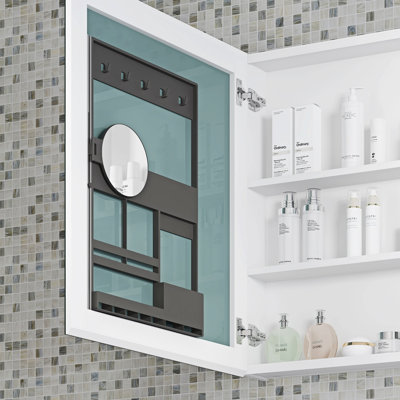 Armoire à pharmacie avec miroir de salle de bain, miroir de salle de bain avec rangement