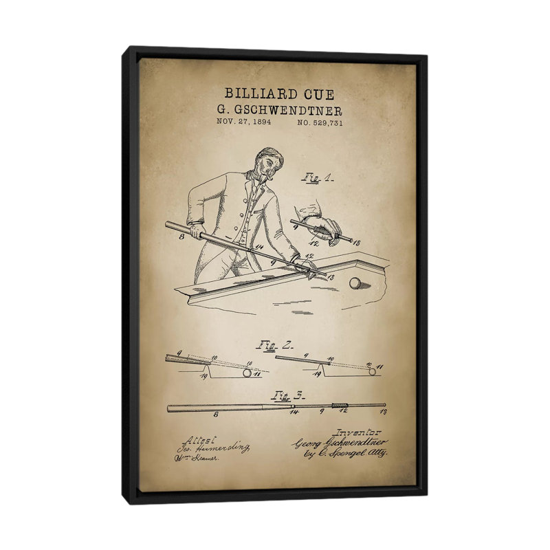 «Billiard VI», impression sur toile, H 26 po x l 18 po x P 1,5 po, Toile encadrée noire, Pas de tapis