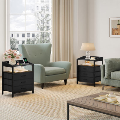 40cm W Metal Bedside Table
