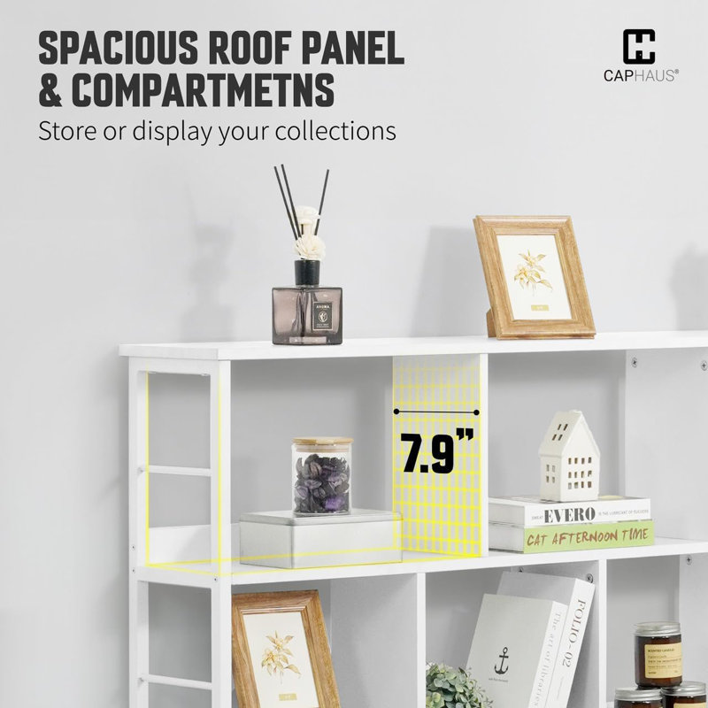 40-Inch Wide 8 Cube 3 Tier Industrial Open Shelf Bookcase with Metal Frame, Rustic Oak, Brown