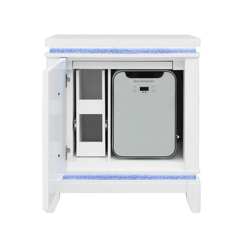 Table de chevet Adalid avec refroidisseur intégré, charge USB et haut-parleur Bluetooth pour une commodité et un style modernes