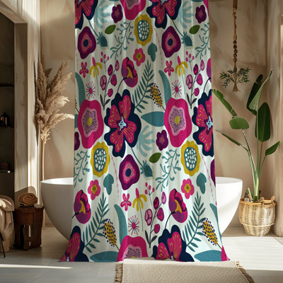 Pink Floral Shower Curtain