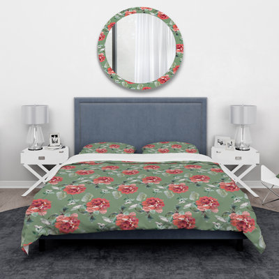 Ensemble de housse de couette rose rouge