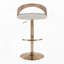 Tabouret de bar pivotant réglable en métal doré, bois blanchi et tissu d'avoine avec repose-pieds arrondi en forme de T, lot de 3-65468281-65468282