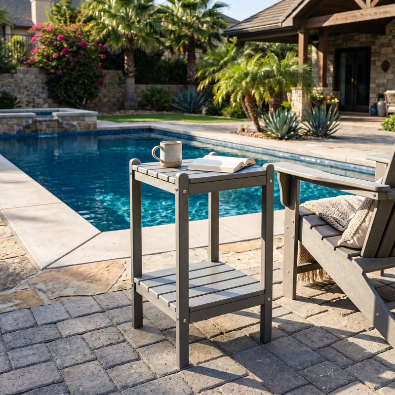 HDPE Outdoor Side Table | Low-Maintenance, All-Weather & Double-Tier Storage