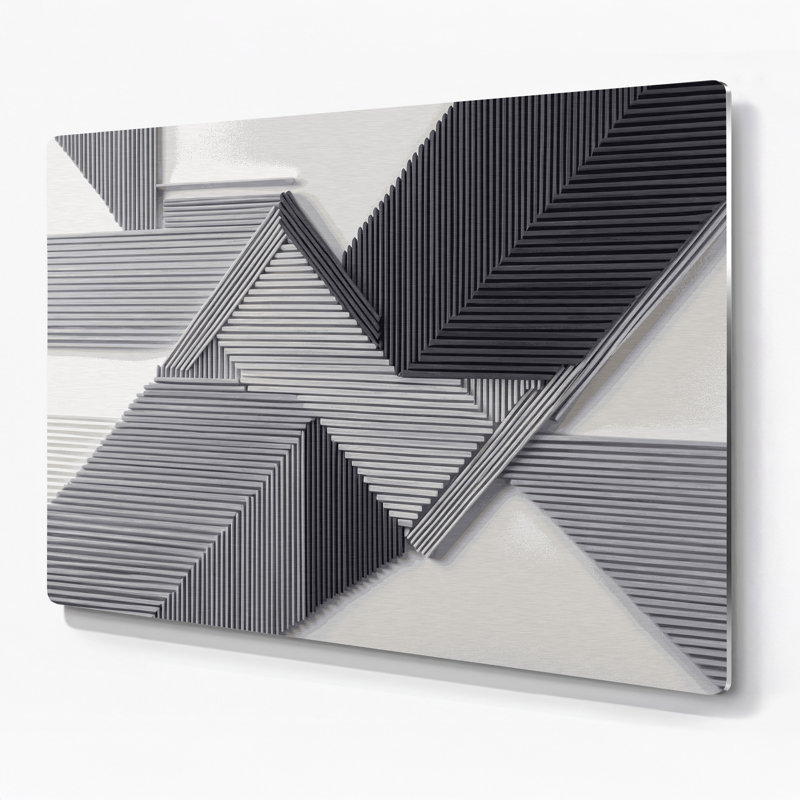 Geometric Abstraction 23 Grey Metal Wall Art, 16" H x 20" W
