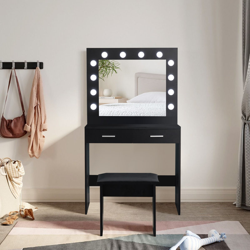 Lubelihle Dressing Table with Mirror, Black