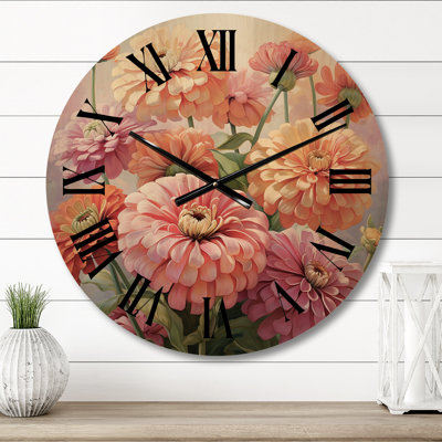 Horloge murale surdimensionnée Zinnias