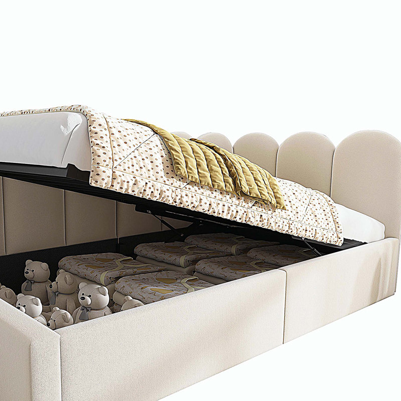 Upholstered Daybed Bed With Storage, Twin Size Single Sofa Bed, Daybed With Hydraulic Storage Bed Frame and Metal Slatted Frame