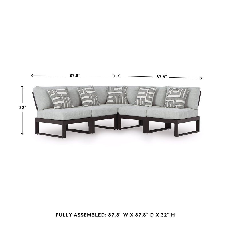 Canapé modulaire d'extérieur 5 pièces Jennings, Symétrique, 5