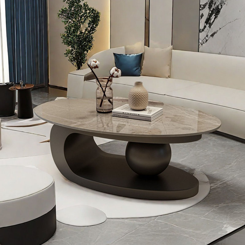 Table ovale moderne et luxueuse, H 15,7 po x L 51,2 po x l 27,6 po, Gris