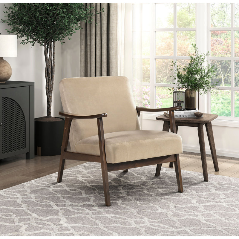 Brown Velvet Mid-century Modern Swivel Chair, Dark Walnut Finish Solid Wood Base, Foam Cushions For Convenience Style Accent Frame, A Chic Appeal