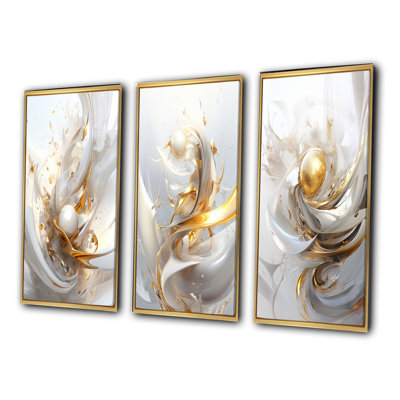 " Fractal Gold Sphere On White " 3 - Pieces