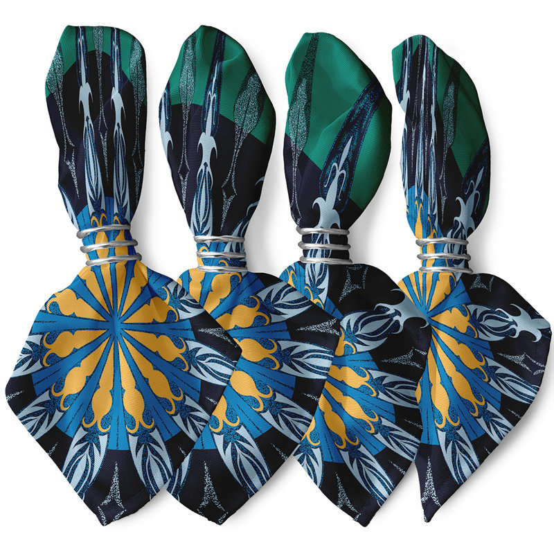 Ensemble de 4 serviettes de table à imprimé « Delight Sailor », Vert