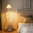 Creamy Pleated Marble Floor Lamp With Tray And 3-color Light For Reading