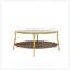 Table basse ronde moderne à 2 niveaux avec plateau en verre et base dorée pour le salon, parfaite pour les meubles élégants et fonctionnels