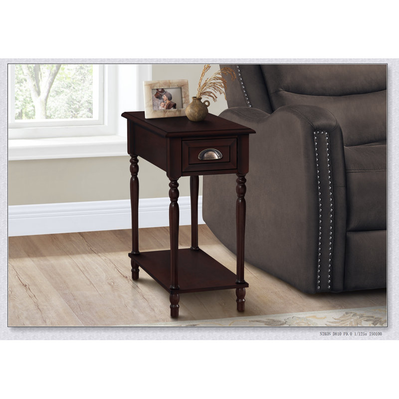 Table d'appoint traditionnelle à 2 niveaux avec rangement, pour les petits espaces et la décoration élégante, Cerisier