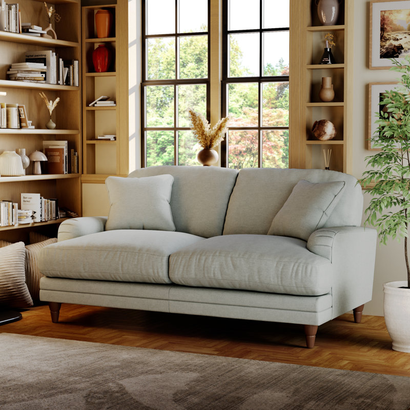Adaku 2 Seater Sofa, Sky, Burnished Beech