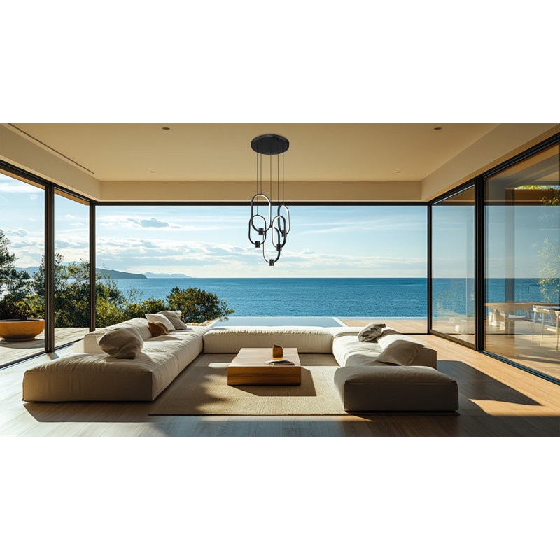 Saros Matte Black 5 Light Chandelier