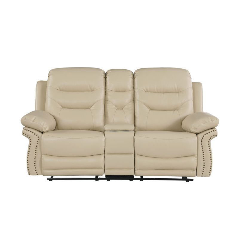 Causeuse inclinable en cuir Global, Beige
