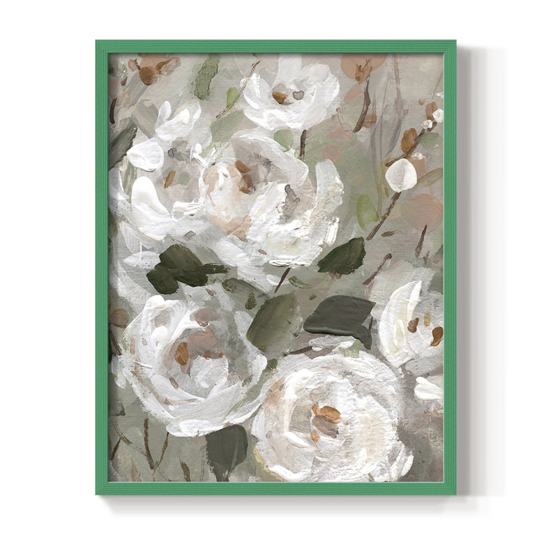 Whitese Blush Garden Framed Print - Solid Wood, H 21 po x l 17 po, Vert