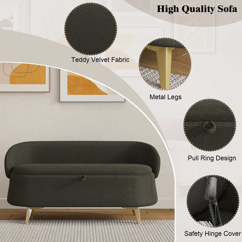 Multi-Functional Long Rectangular Bedside Storage Sofa Stool, Green