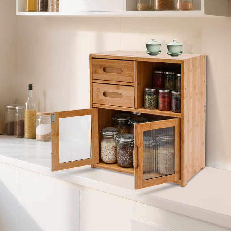 Armoire de rangement en bambou avec 2 tiroirs Brycie