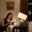 Lampe de table 19,5 "en céramique avec abat-jour réglable pour le salon ou la chambre à coucher 