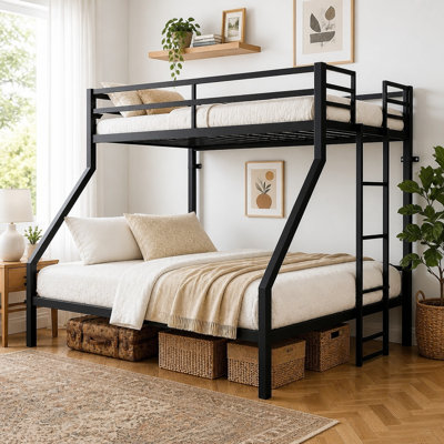 Twin Over Full Bunk Bed with Built-In Ladder