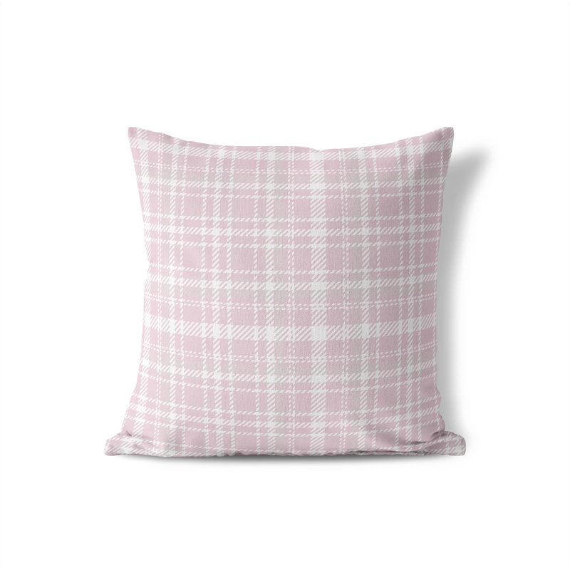 Coussin Rocky Tartan, H 18 po x l 18 po, Rose