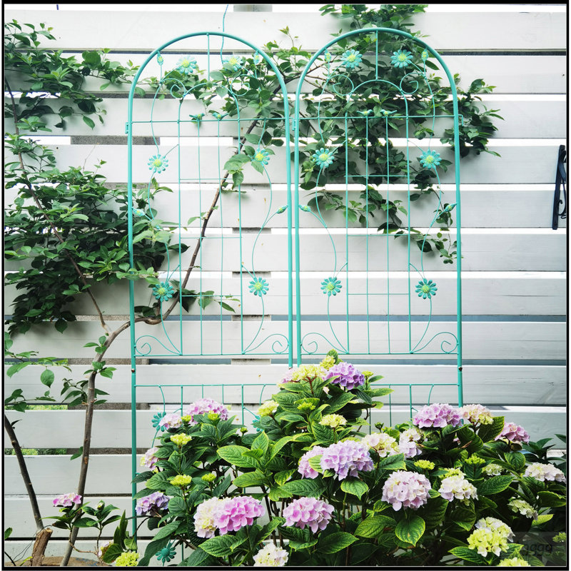 Paquet de 2 treillis de jardin en métal 86,7 po x 19,7 po antirouille pour plantes grimpantes, vert