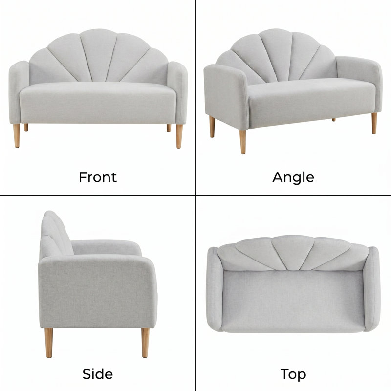 Billijo Solid and Manufactured Wood Standard Loveseat, Off White, 33.07" H x 49.6" W x 29.92" D