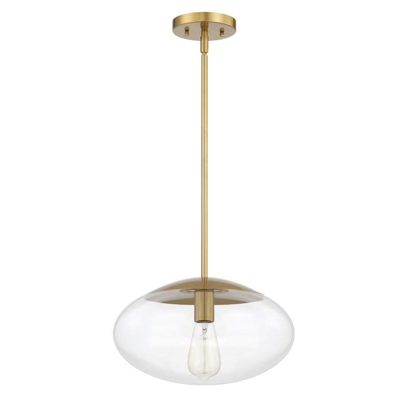 Luminaire suspendu sphère 1 lumière, Transparent, Laiton satiné