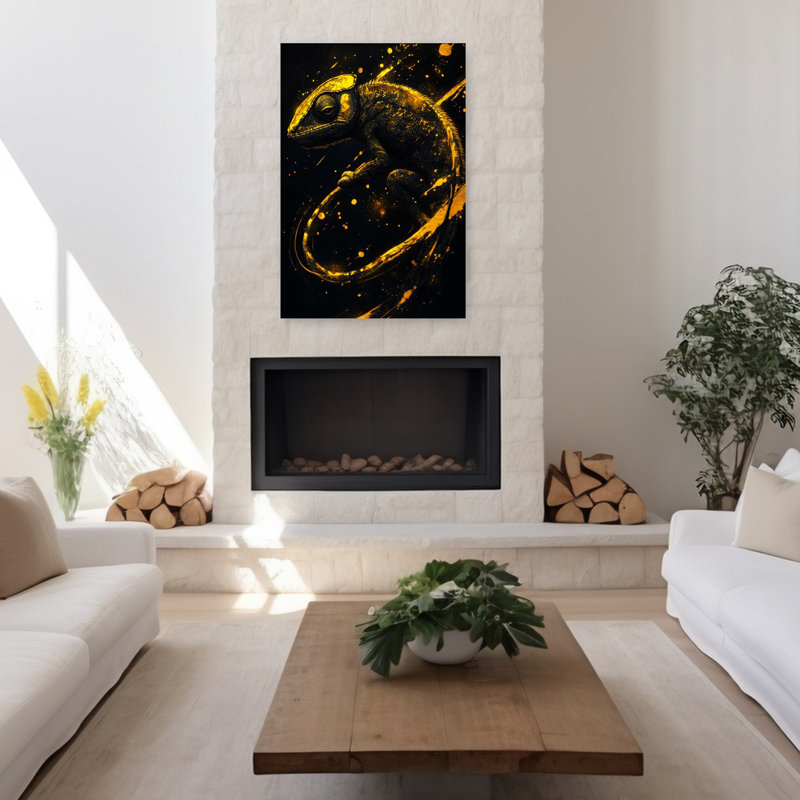 «Golden Cameleon Splatter», art dramatique audacieux, H 48 po x l 32 po