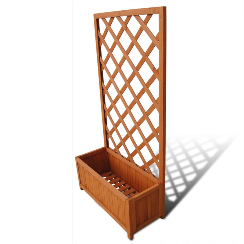 Planter Raised Flower Bed Trellis Patio Raised Bed Plant Pot Solid Wood