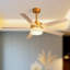 Ventilateur de plafond à DEL 52 po à pales réversibles d'intérieur en cristal doré avec télécommande et tige verticale incluse, pales deux tons-787728126