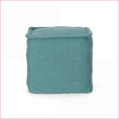 Repose-pieds pouf carré multi-usage pour salon / plancher | Bleu sarcelle | Coton