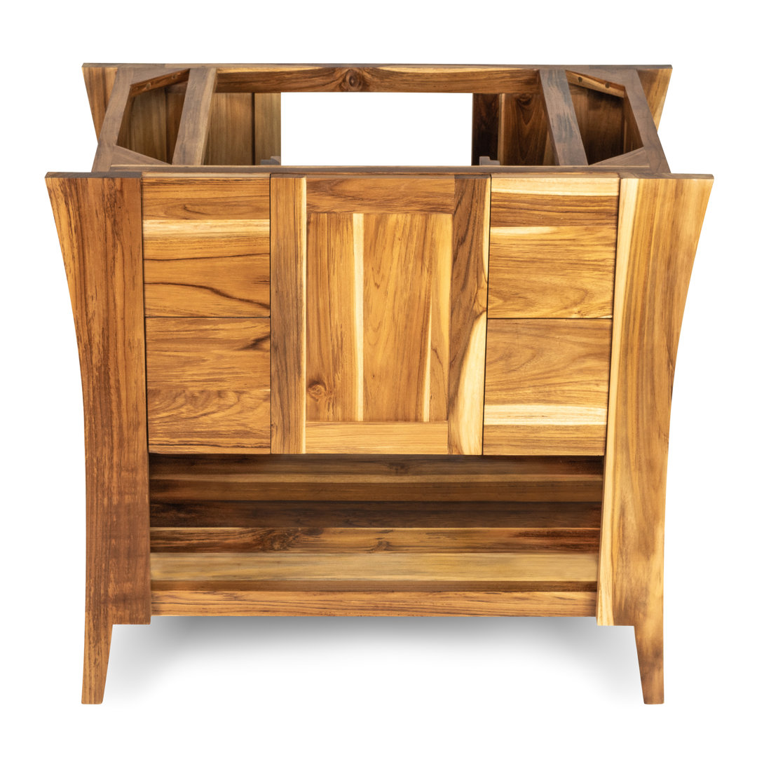 EcoDecor's Curvature 36", Teak Bathroom Vanity, Wood Bathroom Vanity, Bathroom Vanity Cabinet, Vanity Bathroom, Bath Vanity, Teak, Soft Close Drawers, Wood Vanity, in Earthy Teak EcoDecors Base 