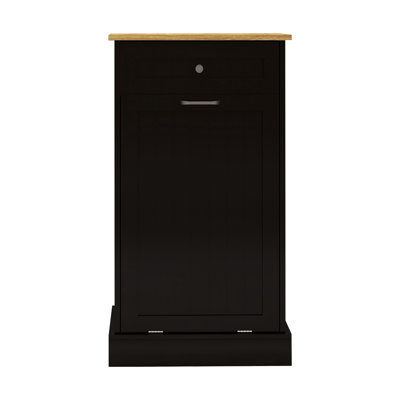 Tilt-Out Black Kitchen Trash Cabinet, Medium Density Won't Deform, Hides And Keeps Neat E1 Painted, Can Store Pet Food, Assembly Manual Included