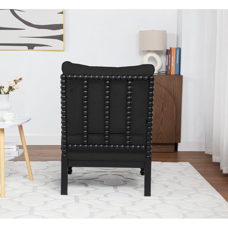 Chaise d'appoint avec cadre en bois tourné et solide, Gris foncé