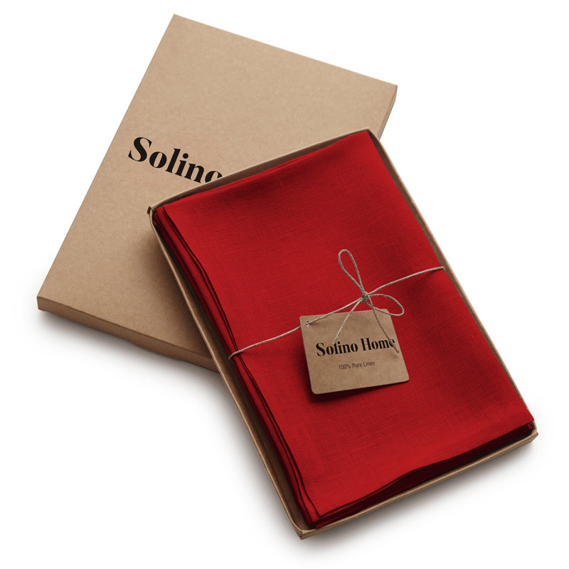 100% Pure Linen Dinner Napkins - Fete, Red