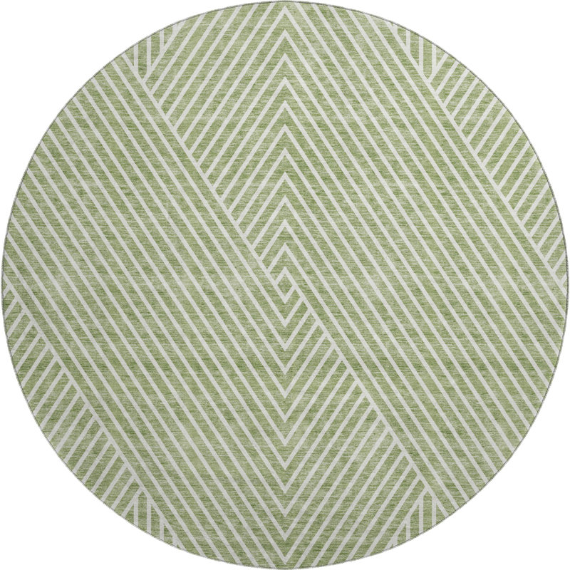 Premium Machine Washable Prisco Aloe Rug, Round 8'
