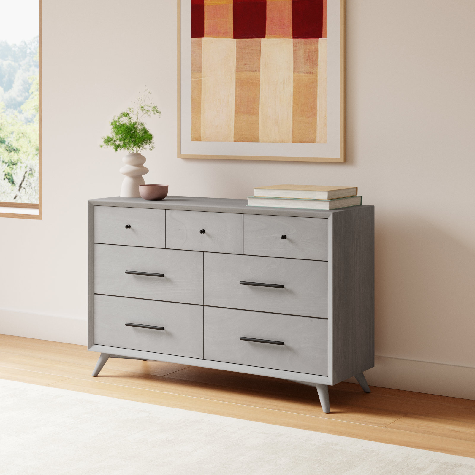 Williams 56" Mahogany Dresser, Gray