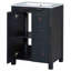 Petit ensemble de meuble-lavabo de style rétro avec deux meubles-lavabos (séparés), deux lavabos en céramique, une tablette de rangement et des portes à fermeture en douceur