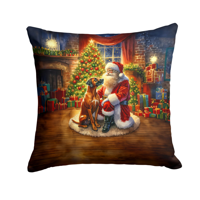 Coussin Rhodesian Ridgeback and Santa Claus, H 14 po x l 14 po