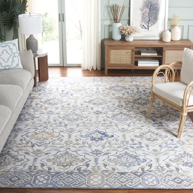 Tapis beige / gris Barnie 801, Rectangulaire 8 pi x 10 pi