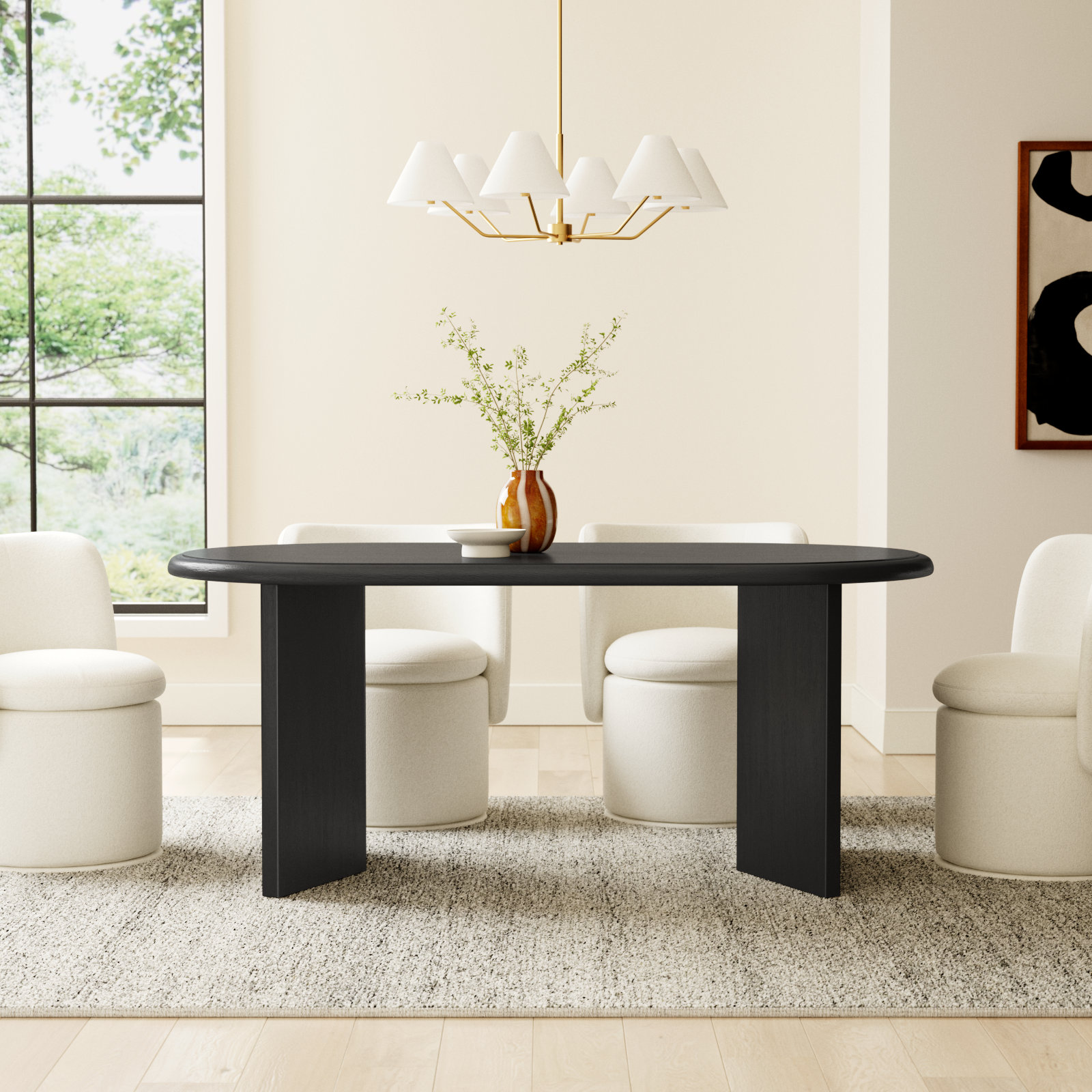 Brix 72'' Oval Dining Table, Matte Black