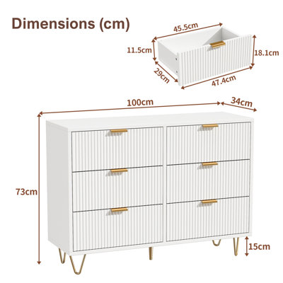 100 cm W Chest of 6 Drawers